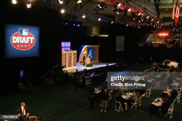 General view as Major League Baseball Commissioner Allan H. "Bud" Selig speaks at the podium during the 2007 First-year player draft at The Milk...