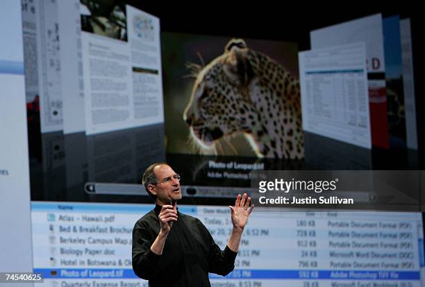 Apple CEO Steve Jobs delivers the keynote address at the Apple Worldwide Web Developers Conference June 11, 2007 in San Francisco, California. Jobs...