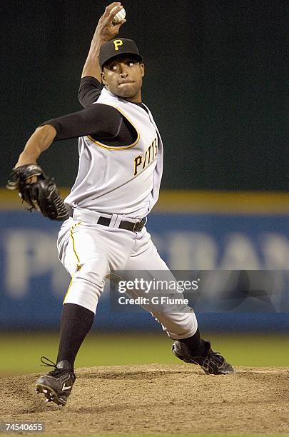 Damaso Marte of the Pittsburgh Pirates pitches against the Washington Nationals at RFK Stadium June 6, 2007 in Washington, DC.