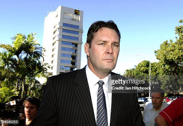 Queensland Policeman Senior Sergeant Chris Hurley arrives at the Townsville Courthouse June 12, 2007 in Townsville, Australia. Hurley has been...