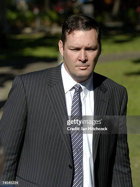 Queensland Policeman Senior Sergeant Chris Hurley arrives at the Townsville Courthouse June 12, 2007 in Townsville, Australia. Hurley has been...