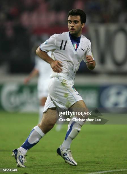 Giuseppe Rossi of Italy in action during the UEFA U21 Championship Group B match between Serbia U21 and Italy U21 at the Goffert Stadium on June 11,...