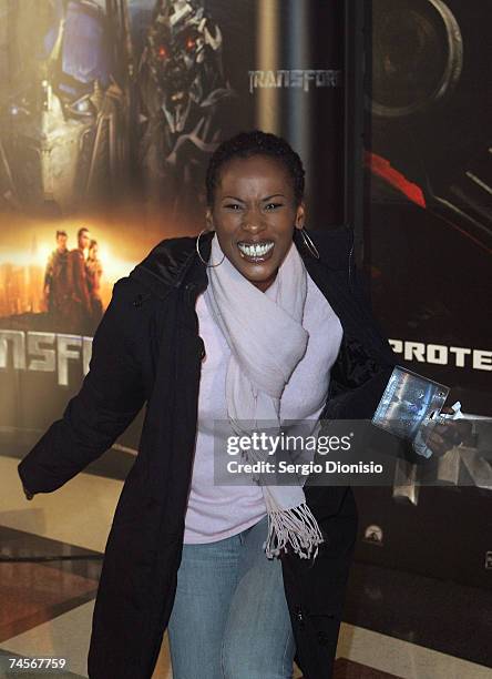 Singer Deni Hines of Australia attends the special event celebrity screening of the new film "Transformers" at Hoyts Entertainment Quarter, Moore...