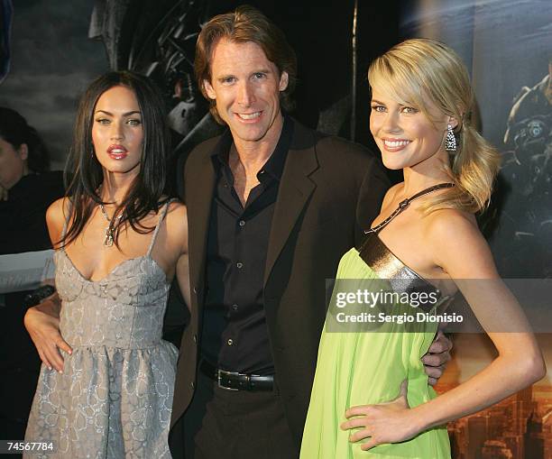 Actress Megan Fox of the US, Director Michael Bay and Australian actress Rachael Taylor attends the special event celebrity screening of the new film...