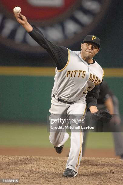 Shawn Chacon of the Pittsburgh Pirates pitches during a baseball game against the Washington Nationals on June 5, 2007 at RFK Stadium in Washington...