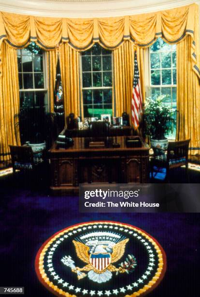 The interior of the oval office in the White House in Washington. DC., November 15, 1993.