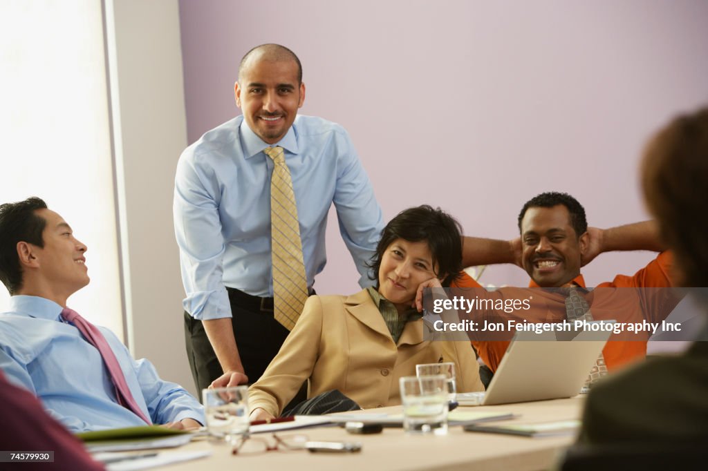 Multi-ethnic businesspeople having meeting