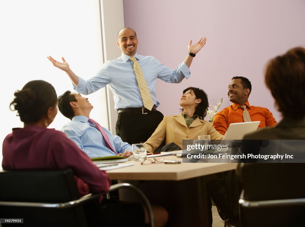 Multi-ethnic businesspeople having meeting