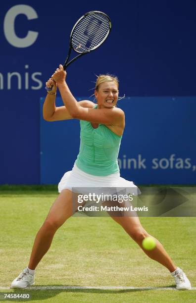 Maria Sharapova of Russia in action against Lilia Osterloh of the United States during the DFS Classic at the Edgbaston Priory Club on June 13, 2007...