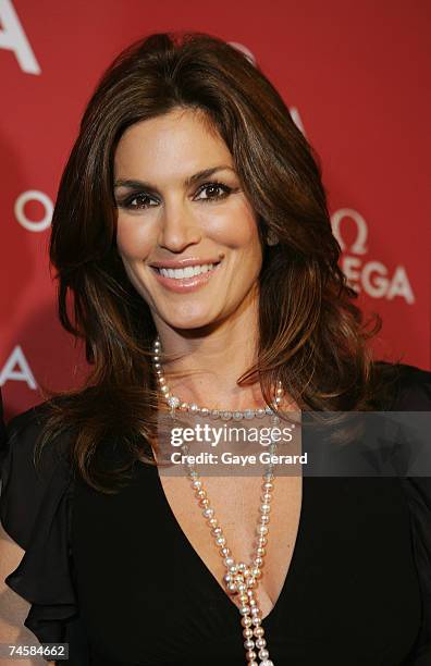 Model Cindy Crawford arrives at the opening of the new Sydney OMEGA Boutique at Martin Place on June 13, 2007 in Sydney, Australia. An Omega...