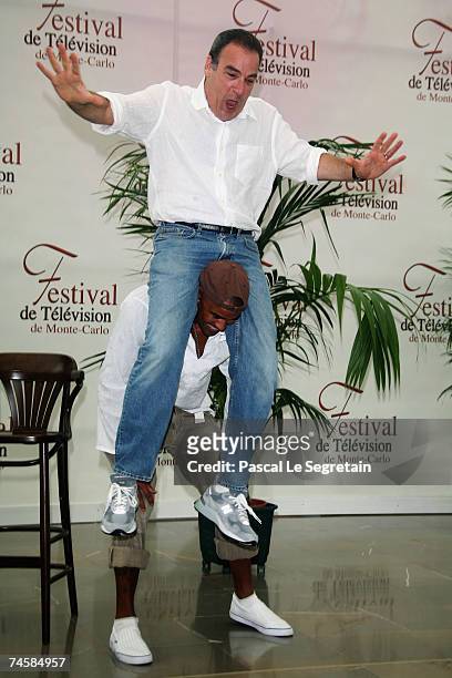 Actors Mandy Patinkin and Shemar Moore attend a photocall promoting the television serie 'Criminal Minds' on the third day of the 2007 Monte Carlo...