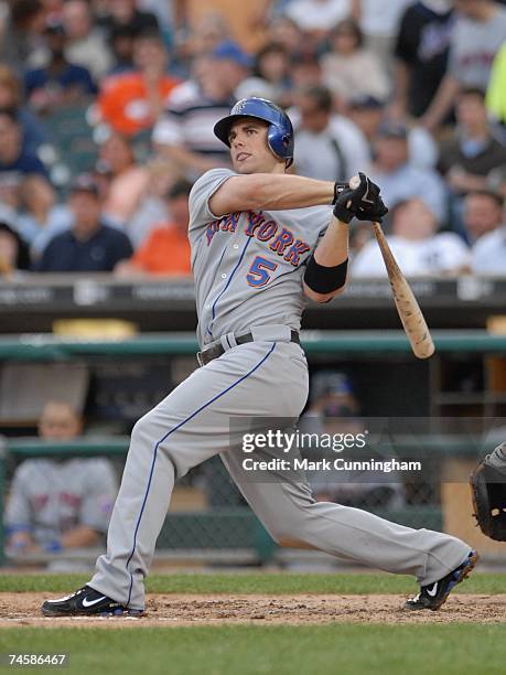 David Wright of the New York Mets bats during the game against the Detroit Tigers at Comerica Park in Detroit, Michigan on June 8, 2007. The Mets...