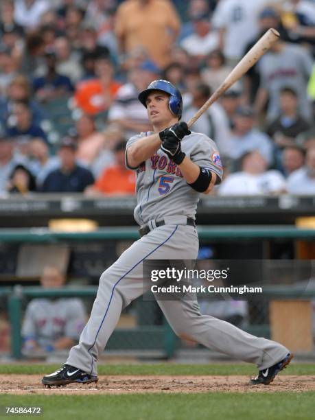 David Wright of the New York Mets bats during the game against the Detroit Tigers at Comerica Park in Detroit, Michigan on June 8, 2007. The Mets...