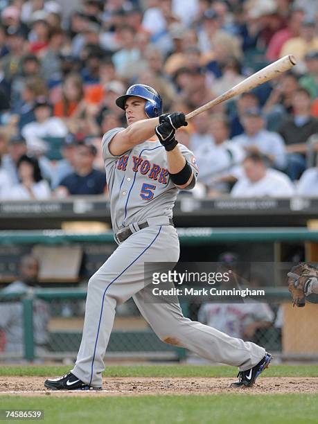 David Wright of the New York Mets bats during the game against the Detroit Tigers at Comerica Park in Detroit, Michigan on June 8, 2007. The Mets...