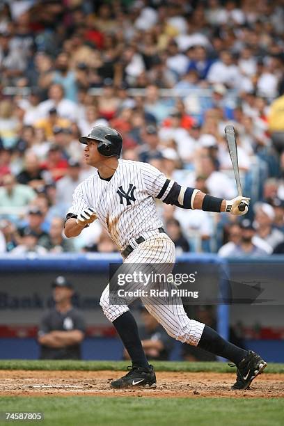 Alex Rodriguez of the New York Yankees bats during the game against the Pittsburgh Pirates at the Yankee Stadium in the Bronx, New York on June 9,...