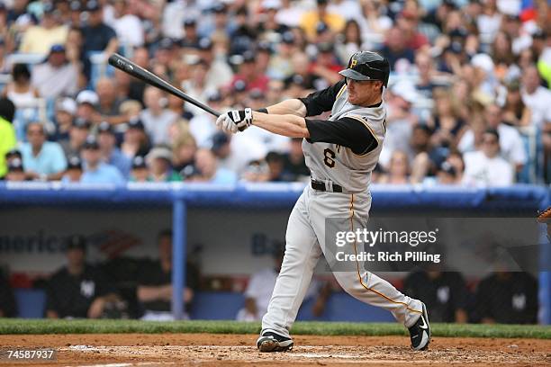 Chris Duffy of the Pittsburgh Pirates bats during the game against the New York Yankees at the Yankee Stadium in the Bronx, New York on June 9, 2007....