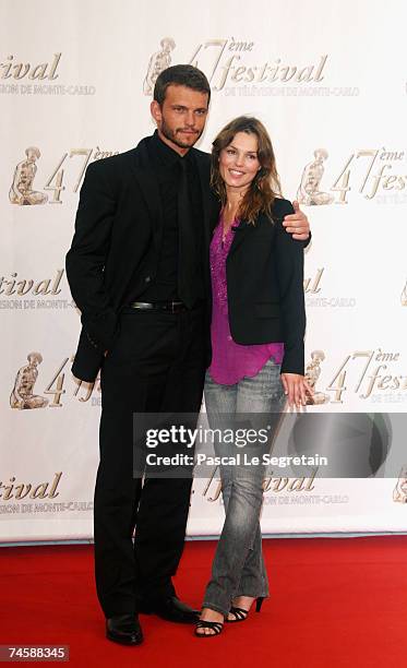 Actors Arnaud Binard and Toinette Laquiere attend the TF1 premiere screening of 'Mystere' on the third day of the 2007 Monte Carlo Television...