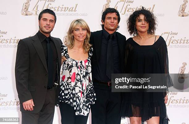 Actors Anthony Dupray, Nathalie Vincent, Filip Nikolic and Viktor Lazlo attend the TF1 premiere screening of 'Mystere' on the third day of the 2007...