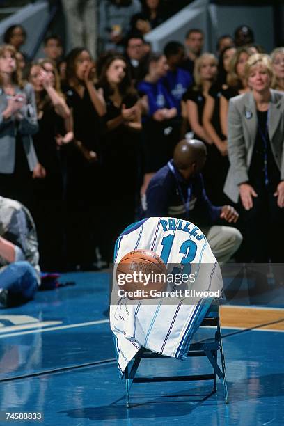 Photo of the to be retired jersey of the late Bobby Phills who was killed in an automobile accident on January 12th on Bobby Phills night on February...