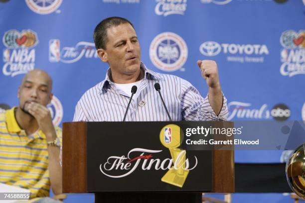 Dan Gilbert, Owner of the Cleveland Cavaliers speaks at the dedication of a new Learn & Play Center during the 2007 NBA Finals at the Boys & Girls...