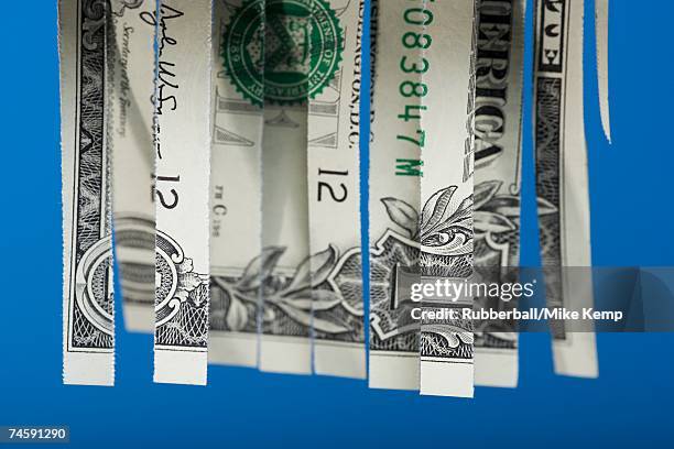 shredded one dollar bill american currency - 浪費 ストックフォトと画像