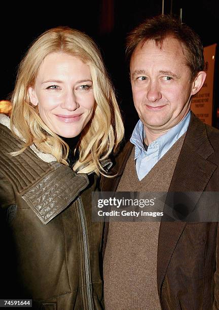 Actress Cate Blanchett and her husband Andrew Upton arrive for the opening night of "Exit The King" at the Belvoir Street Theatre on June 13, 2007 in...