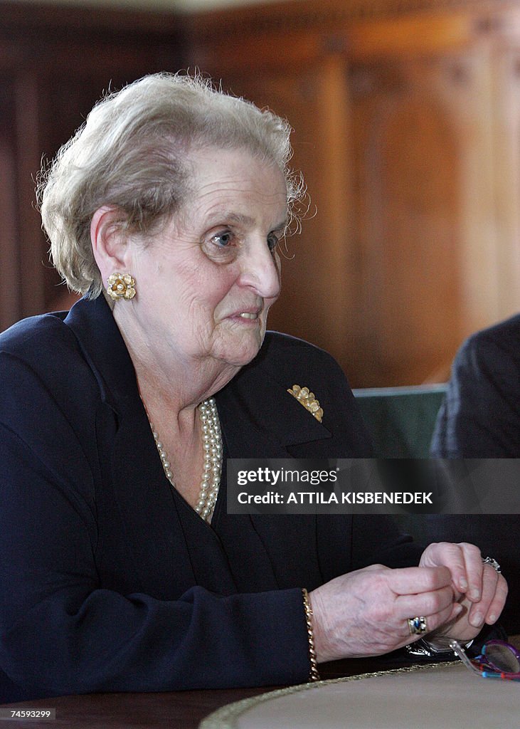 Former US Secretary of State Madaleine Albright is welcomed by... News ...