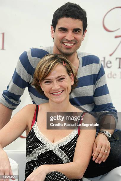 Actors Aurelie Bargeme and Stephane Metzger attend a photocall promoting the television serie 'R.I.S. Police Scientifique' on the fourth day of the...