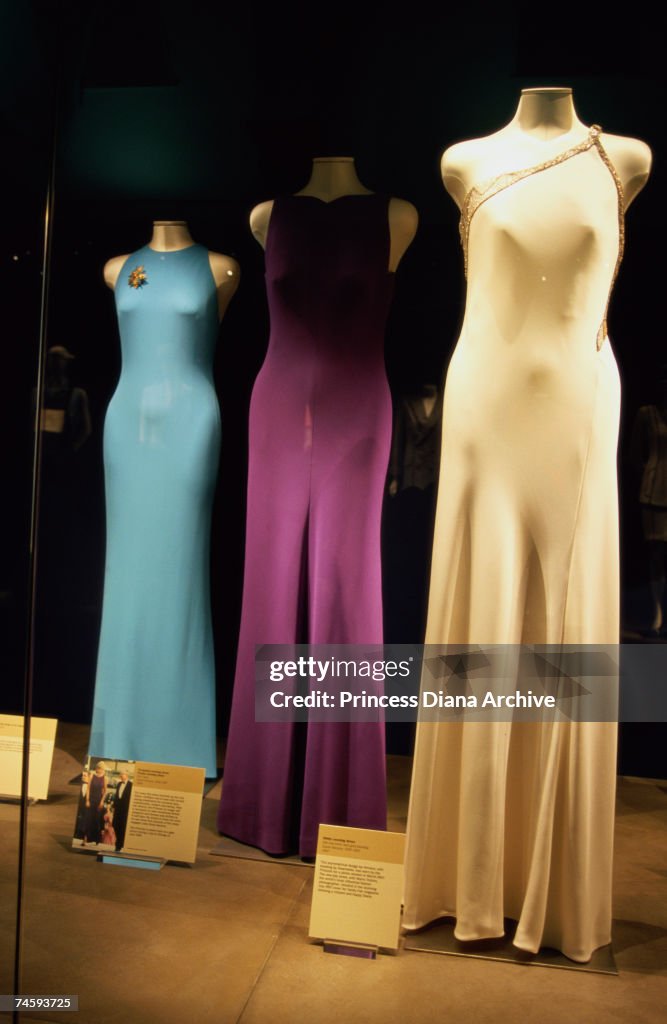 Dresses, including an asymmetrical design by Versace , belonging to ...