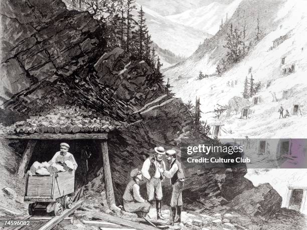 Gold and Silver Mining, Colorado - A Honey-Combed Mountain, from a drawing by Frenzeny and Tavernier