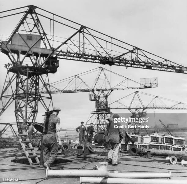 Workmen at the Vickers Armstrong shipyard at Wallsend, on the River Tyne, 21st October 1950. Original Publication : Picture Post - 5138 - Down The...