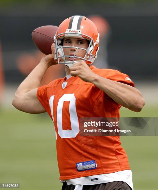 Quarterback Brady Quinn during the Cleveland Browns mini camp on June 13, 2007 at the Browns Practice Facility in Berea, Ohio.