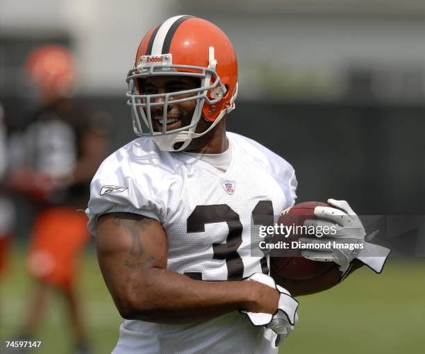 Running back Jamal Lewis during the Cleveland Browns mini camp on June 13, 2007 at the Browns Practice Facility in Berea, Ohio.