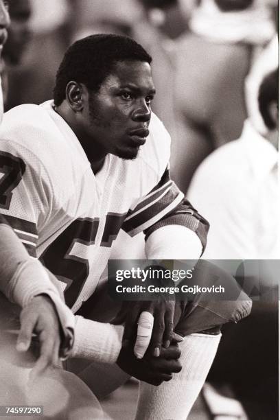 Linebacker Tom Jackson of the Denver Broncos on the sideline during a game against the Pittsburgh Steelers at Three Rivers Stadium on October 22,...