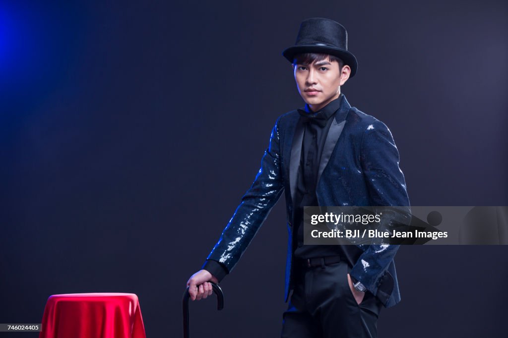 Young male magician