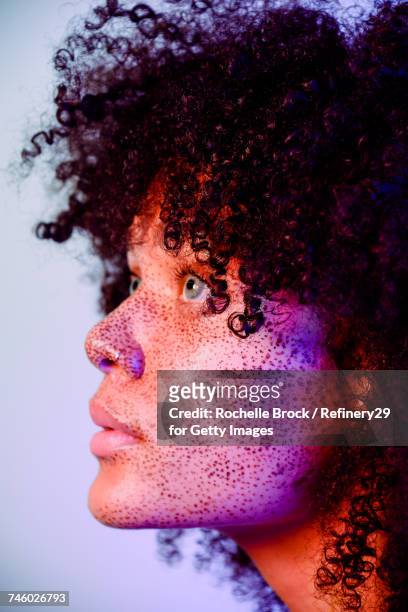 Beauty Profile of a Young Confident Woman with Freckles