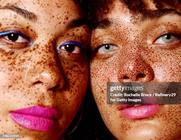 portrait of young confident women with freckles - freckle stock pictures, royalty-free photos & images