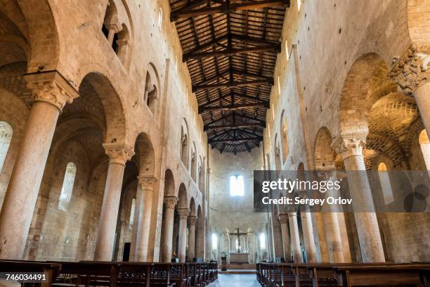 italy, tuscany, montalcino, interior of abbey of santantimo - abbazia di santantimo foto e immagini stock