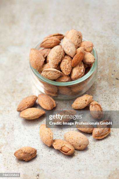 almonds, shelled and unshelled - vitreous stock pictures, royalty-free photos & images