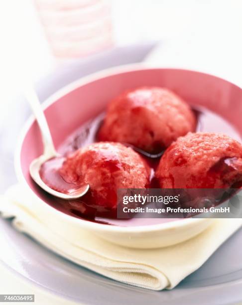 summer fruit sorbets and sauce - cassis fruit stock pictures, royalty-free photos & images