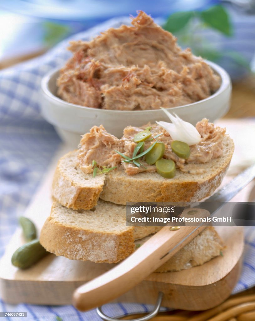 Potted duck on bread