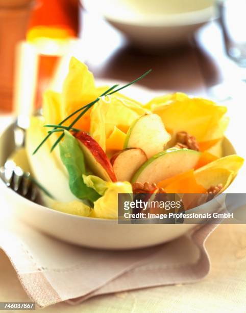 french endive salad - mimolette stock pictures, royalty-free photos & images