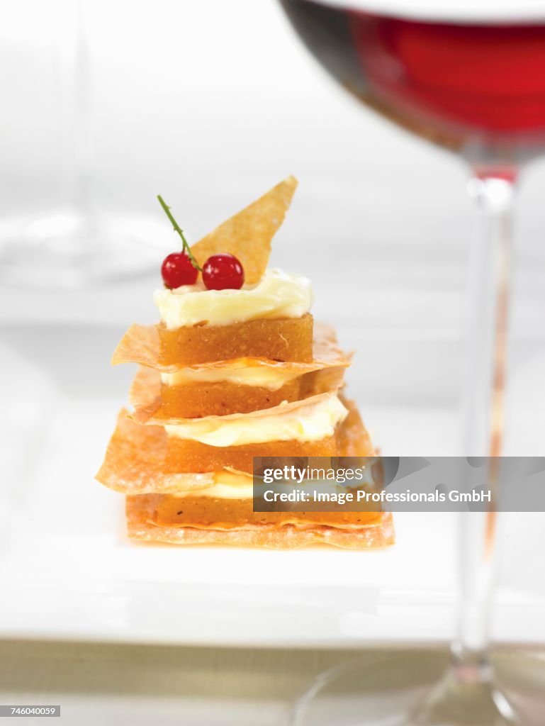 Filo pastry,quince paste and almond cream Mille-feuille