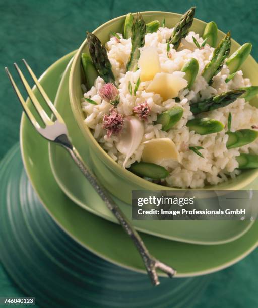 risotto with asparagus - asparagus fern stock pictures, royalty-free photos & images