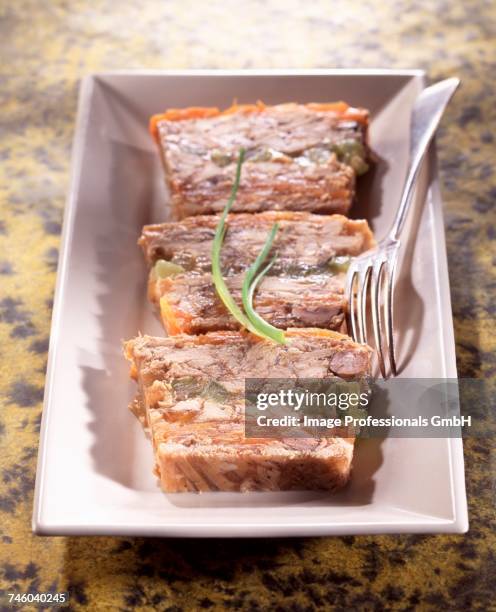 west indian-style rabbit terrine - pate stock pictures, royalty-free photos & images