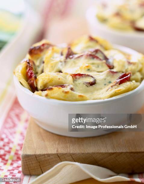 potato and smoked ham gratin - charcuterie fromage stock pictures, royalty-free photos & images