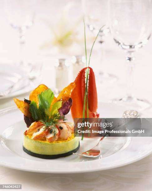 lobster timbale - zucchine stock pictures, royalty-free photos & images