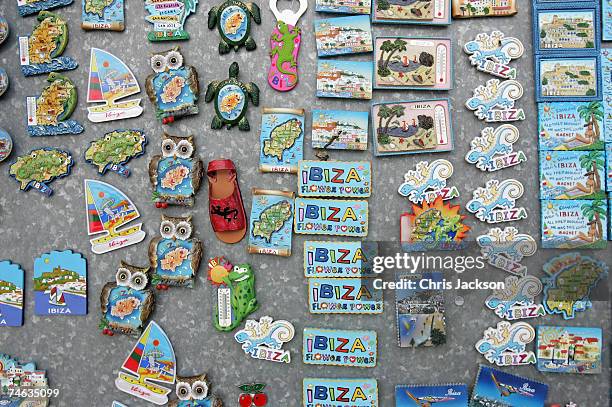 Fridge magnets for sale in Eivissa old town on June 7, 2007 in Spain Ibiza. Ibiza remains one of the world's top holiday destinations for young...