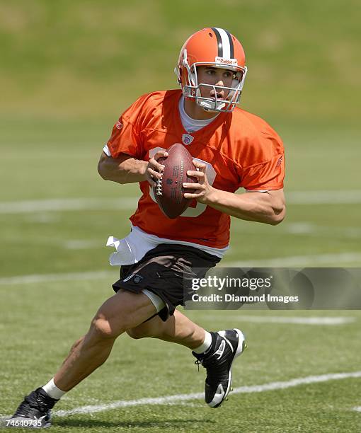 Quarterback Brady Quinn during the Cleveland Browns rookie and free agent mini camp on May 4, 2007 at the Browns Practice Facility in Berea, Ohio.
