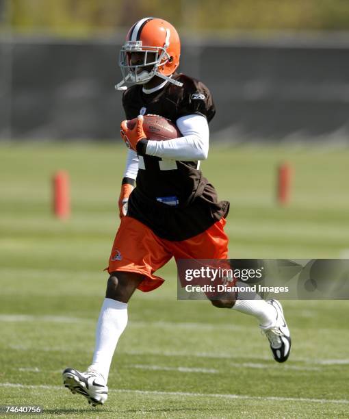 Defensive back Eric Wright during the Cleveland Browns rookie and free agent mini camp on May 4, 2007 at the Browns Practice Facility in Berea, Ohio.